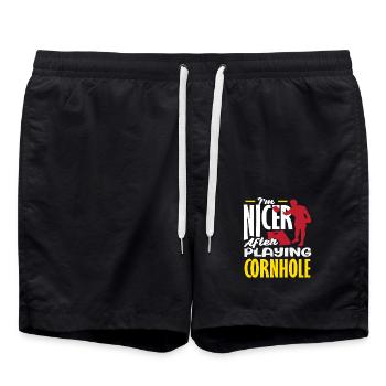 Cornhole Liebhaber Ich Bin Nicer Nach Cornhole - Badeshorts - Schwarz - Vorne - AI Model Male 185 light (185cm)