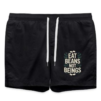 Eat Beans Not Beings Animals Beans Vegetarian Vegan - Swim Trunks - black - Front - AI Model Male 185 light (185cm)