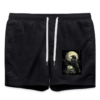 Corbeau Crâne Lune Gothique Noir Corbeau - Short de bain - noir - Devant - AI Model Male 185 light (185cm)