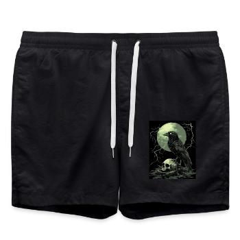 Corbeau Crâne Lune Gothique Noir Corbeau - Short de bain - noir - Devant - AI Model Male 185 light (185cm)