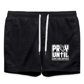 Pray until something happens - Swim Trunks - black - Front - AI Model Male 185 light (185cm)