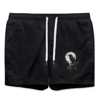 Corbeau Crâne Lune Gothique Noir Corbeau - Short de bain - noir - Devant - AI Model Male 185 light (185cm)