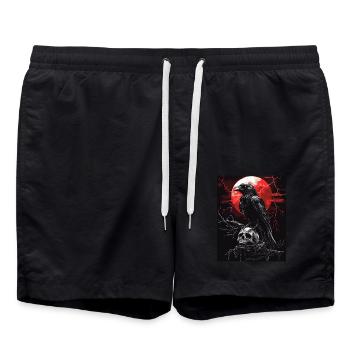 Corbeau Crâne Lune Gothique Noir Corbeau - Short de bain - noir - Devant - AI Model Male 185 light (185cm)