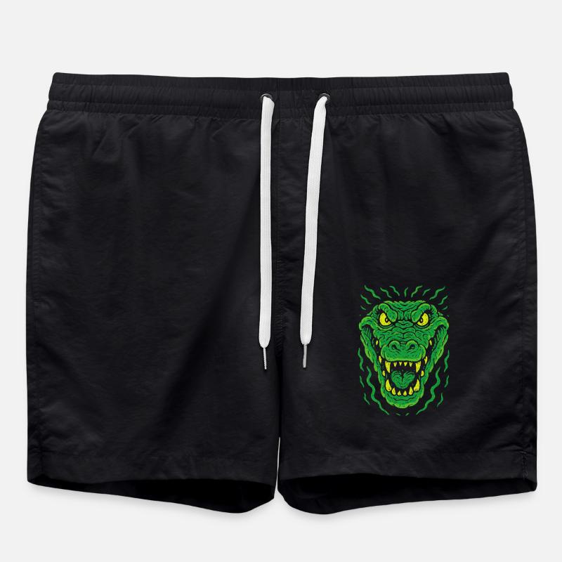 Wütender Echsenkopf im Neonstil - Badeshorts - Schwarz