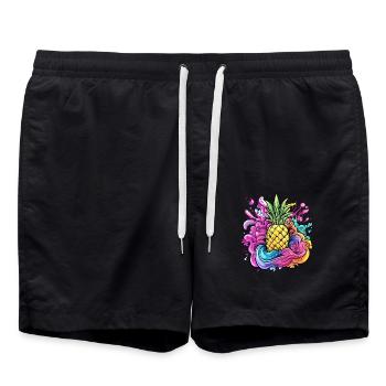 Ananas Farbexplosion - Badeshorts - Schwarz - Vorne - AI Model Male 185 light (185cm)