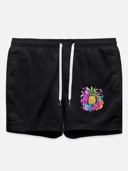 Ananas Farbexplosion - Badeshorts - Schwarz