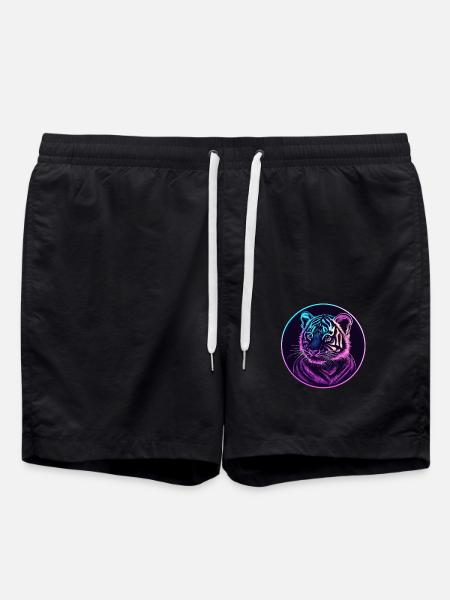 Neon Tigerblick - Badeshorts - Schwarz