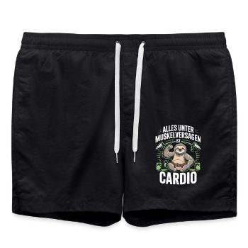 Funny Gym Sloth Design - Swim Trunks - black - Front - AI Model Male 185 light (185cm)