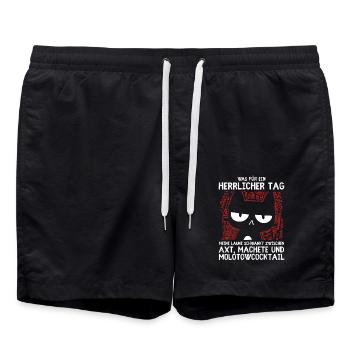 Wortlose Verachtung im Katzenformat schwarz & böse - Badeshorts - Schwarz - Vorne - AI Model Male 185 light (185cm)