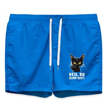 Schwarze Katze sagt’s dir: Dumm bist du! - Badeshorts - Cobalt blue - Vorne