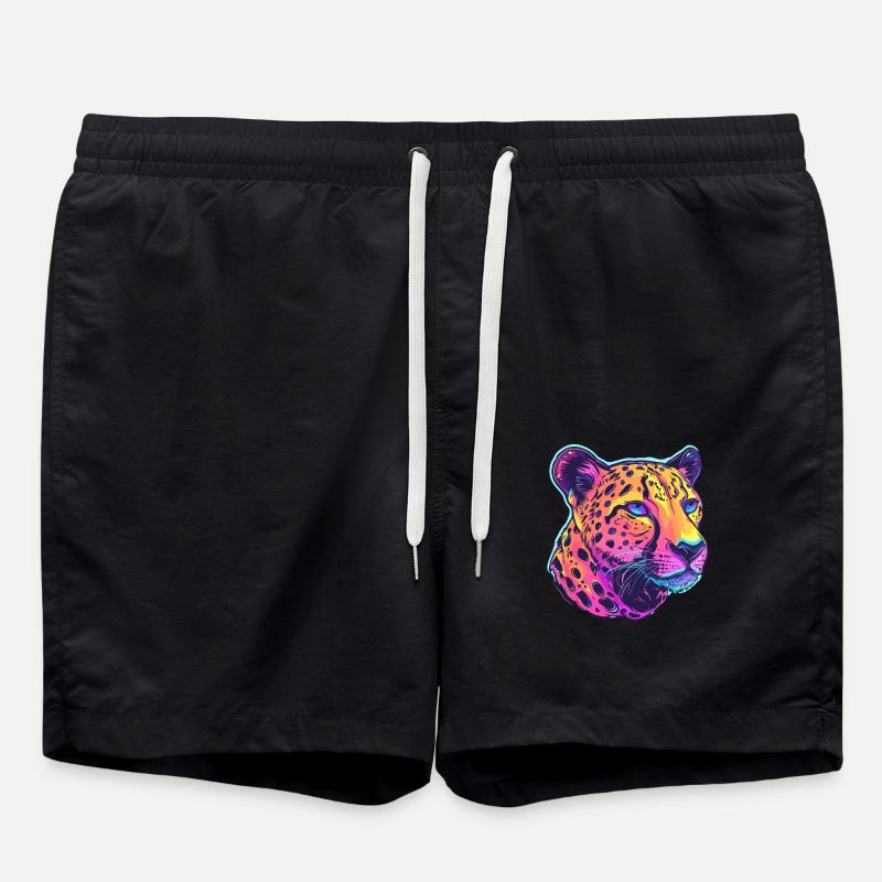 Bunter Leopard Popart - Badeshorts - Schwarz