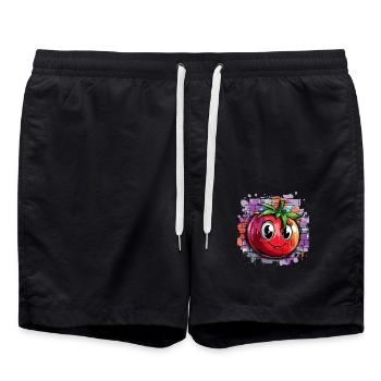 Tomate devant un mur de graffitis - Short de bain - noir - Devant - AI Model Male 185 light (185cm)