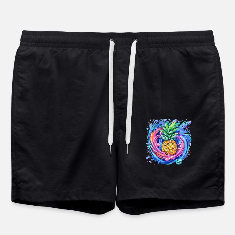 Pineapple with paint splash - Swim Trunks - black