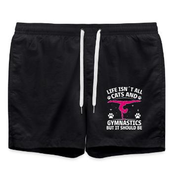 Turnen Spruch Katzen Lustiges Turnen Geschenk - Badeshorts - Schwarz - Vorne - AI Model Male 185 light (185cm)
