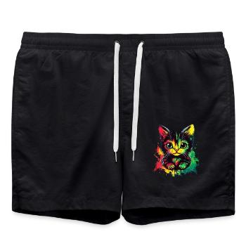 Style de chat rasta - Short de bain - noir - Devant - AI Model Male 185 light (185cm)