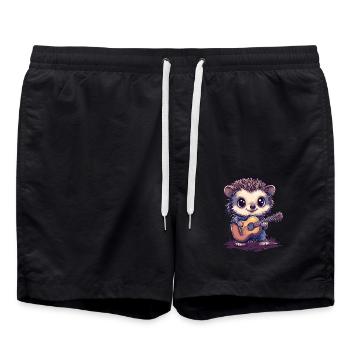 Hérisson jouant de la guitare - Short de bain - noir - Devant - AI Model Male 185 light (185cm)