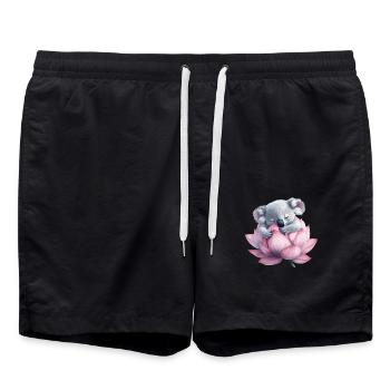 Koala endormi sur lotus - Short de bain - noir - Devant - AI Model Male 185 light (185cm)