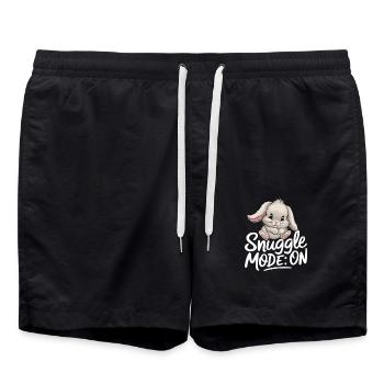 Cuddle Alarm: Snuggle Mode On Cute - Swim Trunks - black - Front - AI Model Male 185 light (185cm)
