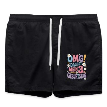 3. Geburtstag Mädchen Das Ist Mein 3. Geburtstag - Badeshorts - Schwarz - Vorne - AI Model Male 185 light (185cm)