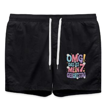 7. Geburtstag Mädchen Das Ist Mein 7. Geburtstag - Badeshorts - Schwarz - Vorne - AI Model Male 185 light (185cm)