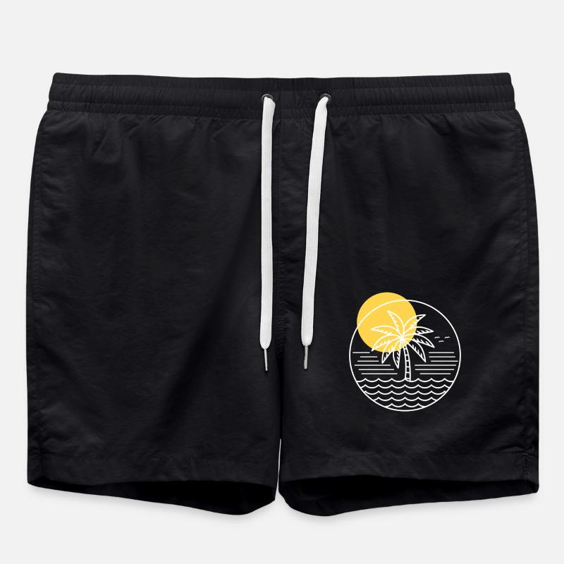 Palm Tree Circle - Swim Trunks - black