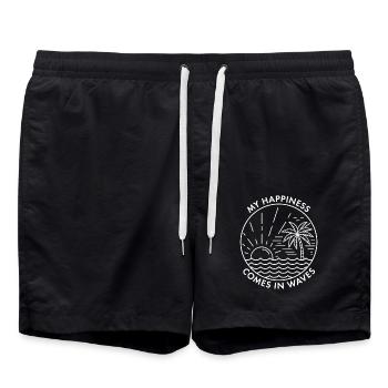 Mein Glück kommt in Wellen - Badeshorts - Schwarz - Vorne - AI Model Male 185 light (185cm)