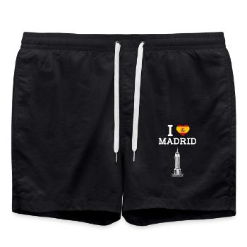 Ich liebe Madrid Cooles Spanien Flagge Liebhaber Empire Herz - Badeshorts - Schwarz - Vorne - AI Model Male 185 light (185cm)