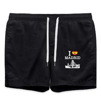 I Love Madrid Cool Golden Gate Bridge Spain Flag - Swim Trunks - black - Front - AI Model Male 185 light (185cm)