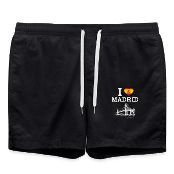 I Love Madrid Spain Lover Golden Gate Bridge Flag - Swim Trunks - black - Front - AI Model Male 185 light (185cm)