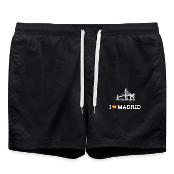 I Love Madrid Spain Heart Flag Golden Gate Bridge - Swim Trunks - black - Front - AI Model Male 185 light (185cm)