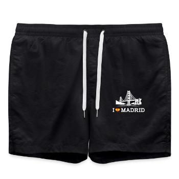 J’aime Madrid Lover Espagne Coeur Drapeau Pont Doré - Short de bain - noir - Devant - AI Model Male 185 light (185cm)