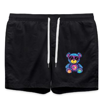 Bunter Sternen Teddy - Badeshorts - Schwarz - Vorne - AI Model Male 185 light (185cm)