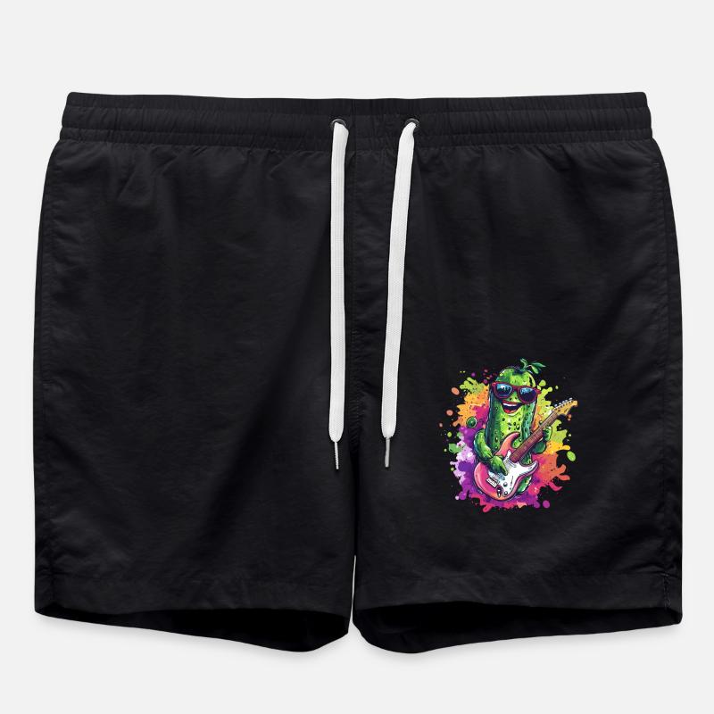 Rocking Guitar Cucumber - Swim Trunks - black