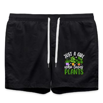 JUST A GIRL WHO LOVES PLANTS - Badeshorts - Schwarz - Vorne - AI Model Male 185 light (185cm)