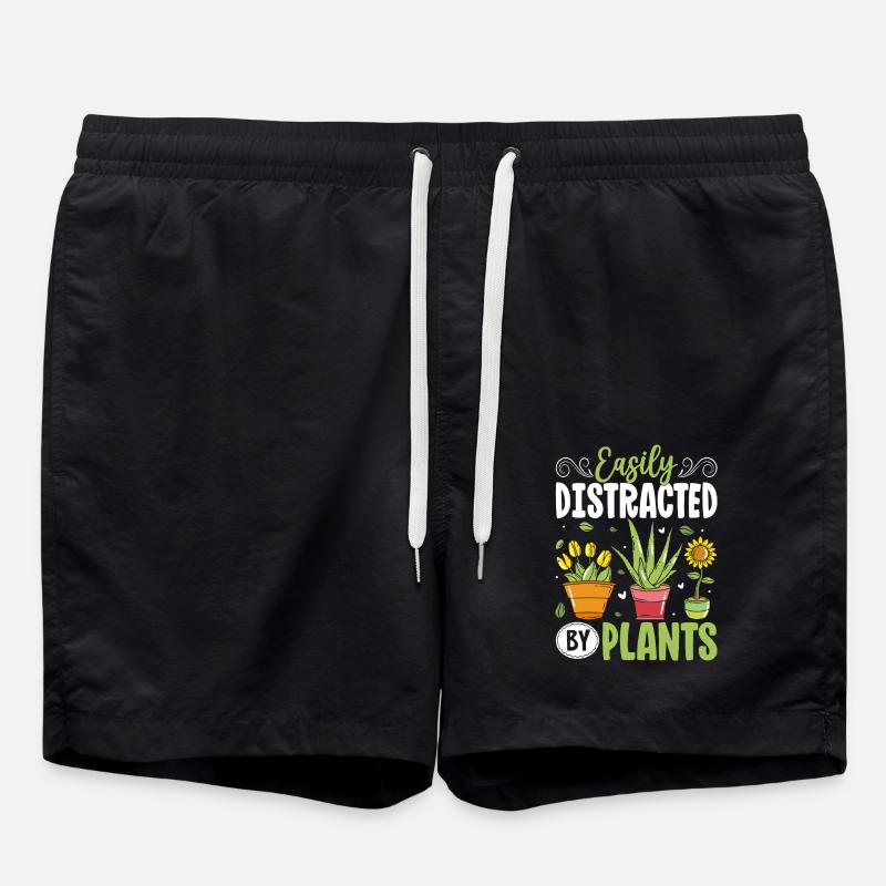 Easily Distracted By Plants - Swim Trunks - black