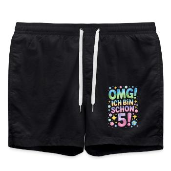 5. Geburtstag Mädchen OMG Ich Bin Schon 5 Jahre - Badeshorts - Schwarz - Vorne - AI Model Male 185 light (185cm)