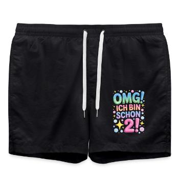 2. Geburtstag Mädchen OMG Ich Bin Schon 2 Jahre - Badeshorts - Schwarz - Vorne - AI Model Male 185 light (185cm)
