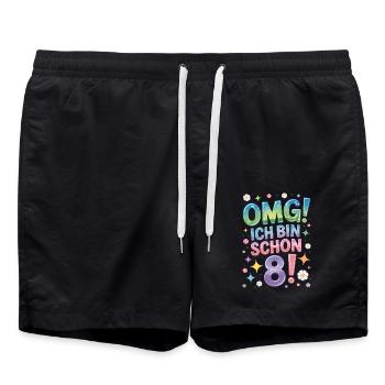 8. Geburtstag Mädchen OMG Ich Bin Schon 8 Jahre - Badeshorts - Schwarz - Vorne - AI Model Male 185 light (185cm)