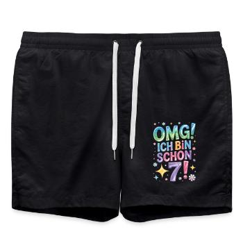 7. Geburtstag Mädchen OMG Ich Bin Schon 7 Jahre - Badeshorts - Schwarz - Vorne - AI Model Male 185 light (185cm)