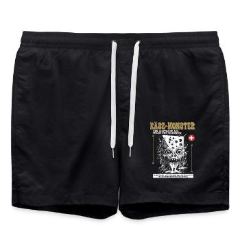 Schweizer Kult Shirt: Wahnsinn & Heimat - Badeshorts - Schwarz - Vorne - AI Model Male 185 light (185cm)