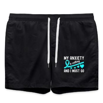 Anxiety disorder Anxiety disorder - Swim Trunks - black - Front - AI Model Male 185 light (185cm)