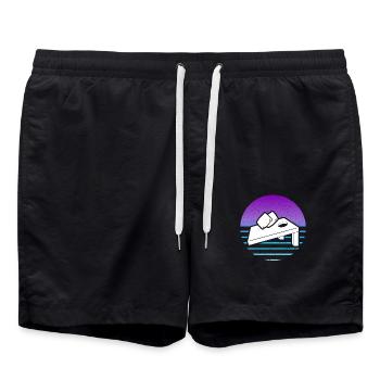 Cornhole Player Retro Style Design - Swim Trunks - black - Front - AI Model Male 185 light (185cm)