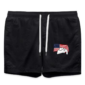 Cornhole Spieler Amerikanische Flagge - Badeshorts - Schwarz - Vorne - AI Model Male 185 light (185cm)