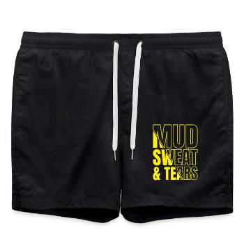 Track And Field Athletes Mud Sweat & Tears - Badeshorts - Schwarz - Vorne - AI Model Male 185 light (185cm)