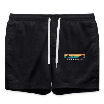 Cornhole Player Retro Style Silhouette - Swim Trunks - black - Front - AI Model Male 185 light (185cm)