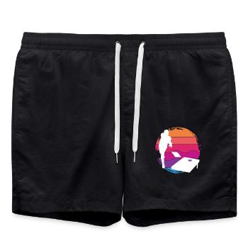 Cornhole Spieler Sonnenuntergang Silhouette - Badeshorts - Schwarz - Vorne - AI Model Male 185 light (185cm)