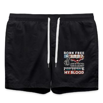 Geboren 1997 frei - 28 Jahre Freiheit & Stärke - Badeshorts - Schwarz - Vorne - AI Model Male 185 light (185cm)
