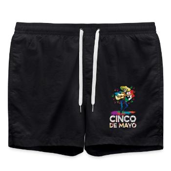 Célébrez le Cinco de Mayo avec de la musique et des couleurs - Short de bain - noir - Devant - AI Model Male 185 light (185cm)