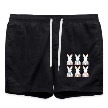 Easter Flower Bunnies Vintage Cottagecore Style - Swim Trunks - black - Front - AI Model Male 185 light (185cm)