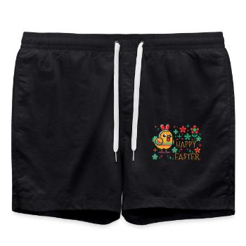 Happy Easter Chick Vintage Look - Swim Trunks - black - Front - AI Model Male 185 light (185cm)